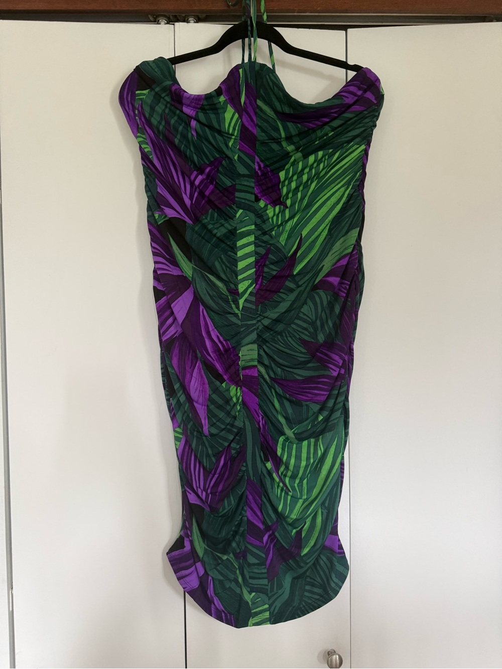 Women’s Tropical Green & Purple Dress; size PL